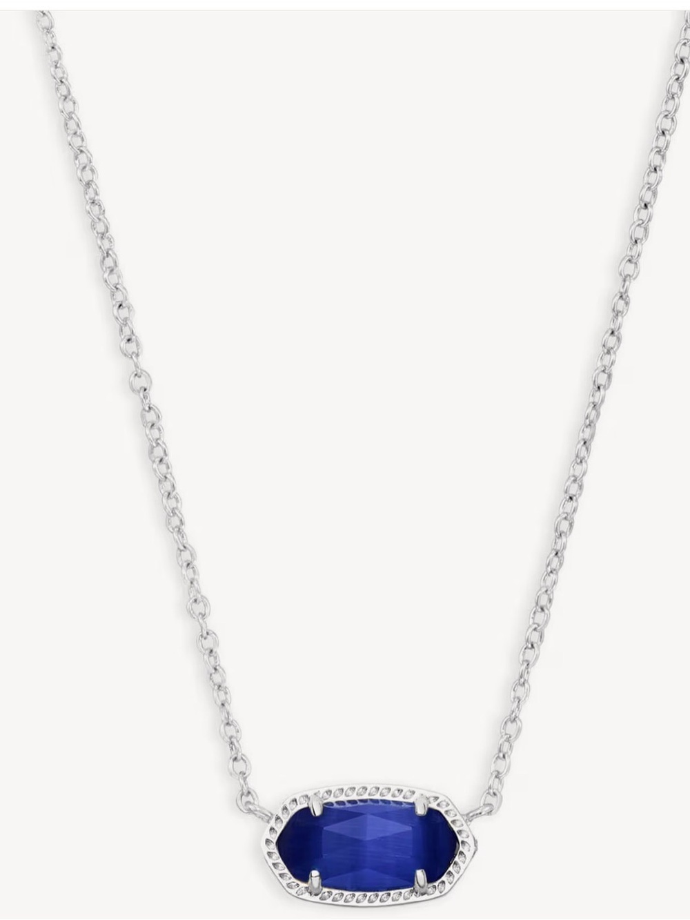 Kendra Scott Elisa Silver Pendant Necklace in Cobalt Cats Eye NWT